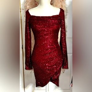 Maroon sequin cocktail dress